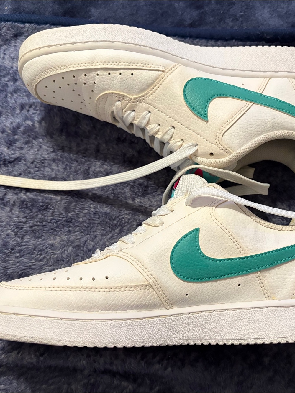 Nike Court Vision Low-Top Next Nature Sneakers White with Teal Swoosh